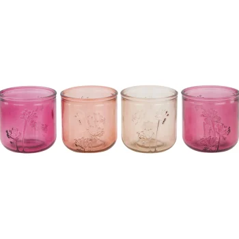 Sale Natural Collections Theelicht Glas Roze 9 X 9 Cm 4 Assorti