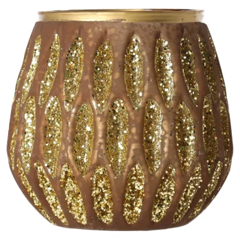 Fashion Theelichthouder Glas 10 X 10 Cm Bruin