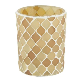 New Natural Collections Theelichthouder Glas Beige 8 X 8 X 10 Cm