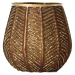 Hot Theelichthouder Glas Streep 10 X 10 Cm Bruin