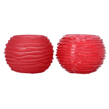 Sale Natural Collections Theelichthouder Van Glas Rood 10 X 10 X 8 Cm