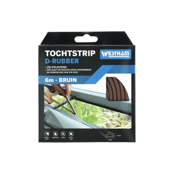 Sale Westham Tochtstrip D Rubber 6 Meter Bruin