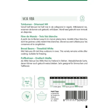 Clearance Horti Tops Tuinbonen Driemaal Wit