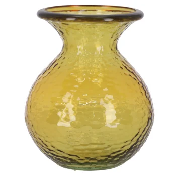 Fashion Natural Collections Vaas Glas Recycle 18 Cm Geel