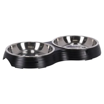Outlet Friendly Pet Voerbak Kat Duo Ribbel Zwart 2x160