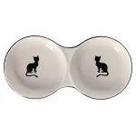 Hot Friendly Pet Voerbak Kat Kera Dubbel Zwart/wit 2x145ml